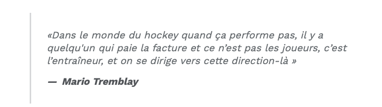 Mario Tremblay VEUT PATRICK ROY à Montréal..