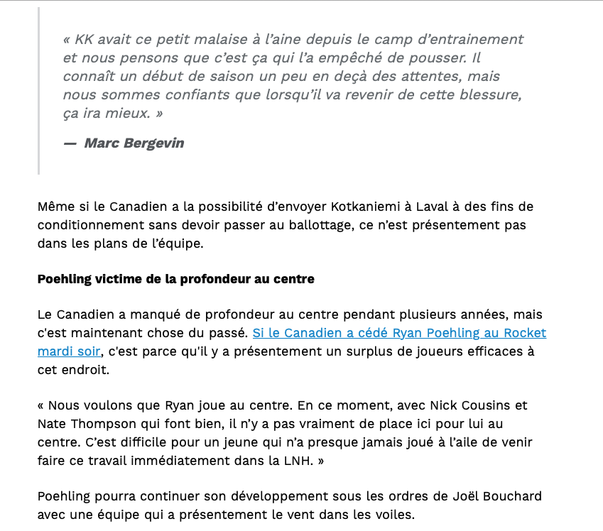 MESSAGE à Marc Bergevin....