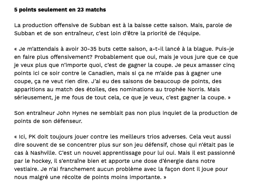 PK Subban REFUSE de s'en prendre à ceux qui l'ont HUÉ...