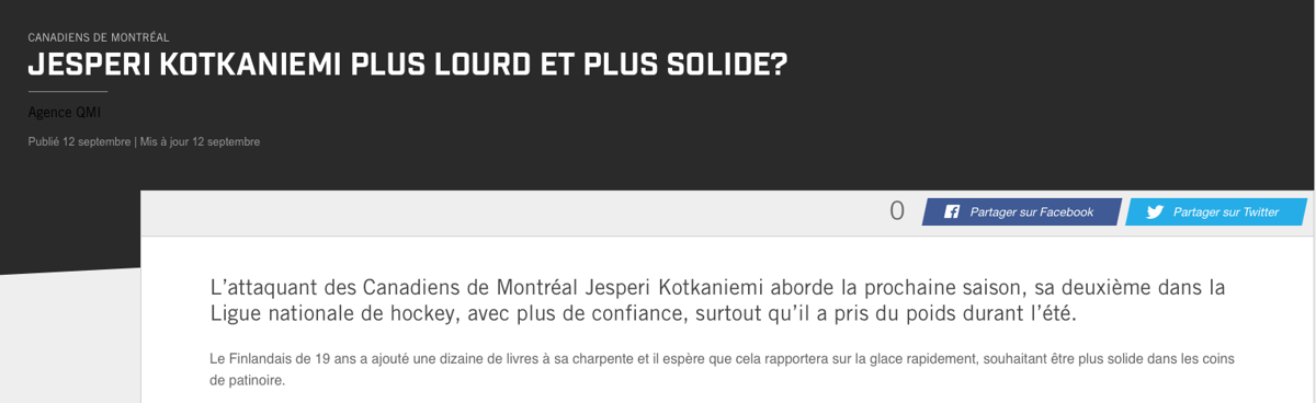 Quand TVA Sports s'excitait sur la prise de poids de KK...