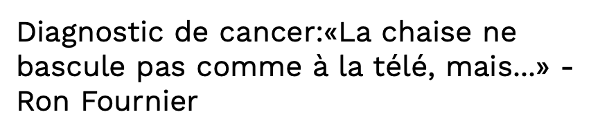 Ron Fournier revient sur son cancer de la PROSTATE...