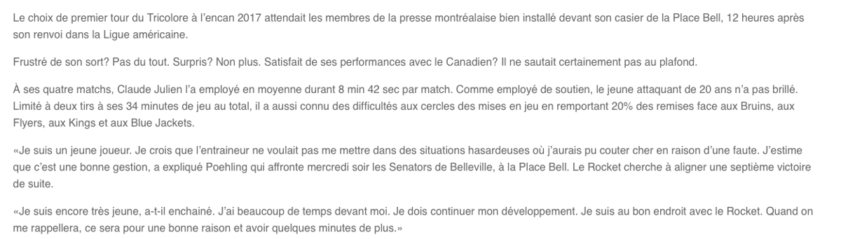 Ryan Poehling se COUCHE devant JOJO BOUCHARD.