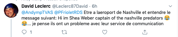 Shea Weber est encore NOMMÉ à l'aéroport de Nashville!!!!!