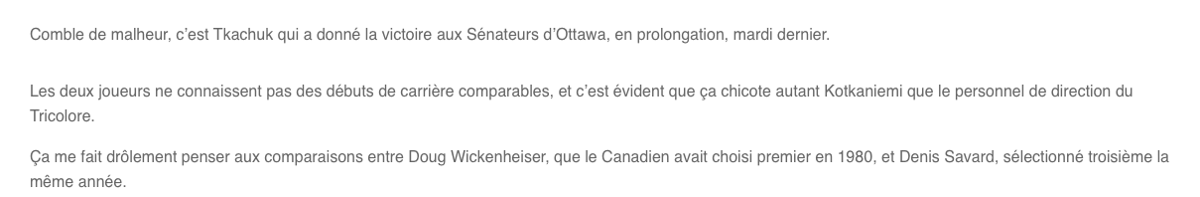 Trevor Timmins ne voulait pas de Brady Tkachuk...