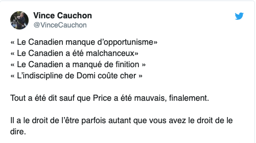 Vince Cauchon n'a pas manqué l'occasion...De CRACHER sur Carey Price..