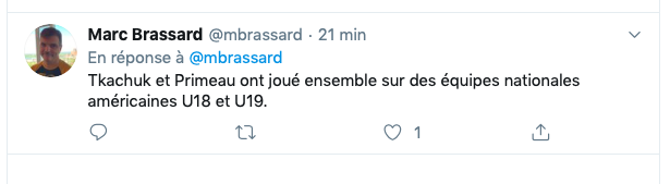 Brady Tkachuk se défend... D'avoir voulu VOLER la RONDELLE à Cayden Primeau...