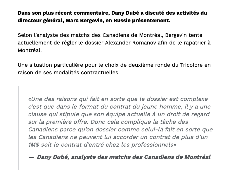 Ça donne une raison à Bergevin de se CACHER en RUSSIE....