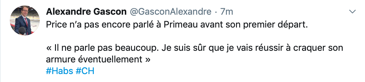 Carey Price ne parle pas à Cayden Primeau...