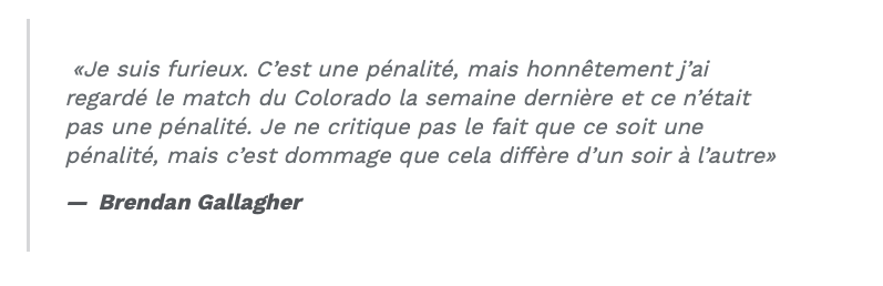 Claude Julien REJETTE Brendan Gallagher PUBLIQUEMENT...