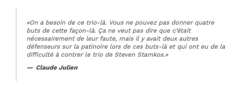 Claude Julien VISE le trio de Max Domi, Nick Suzuki et Arttur Lehkonen...