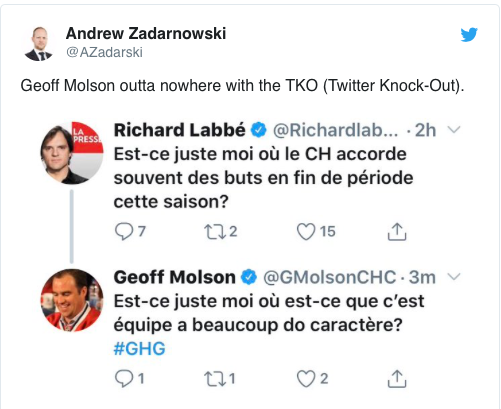 Geoff Molson HUMILIE Richard Labbé PUBLIQUEMENT..