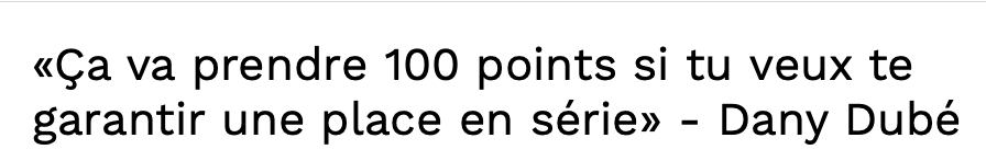 Il va falloir 100 points au CH....