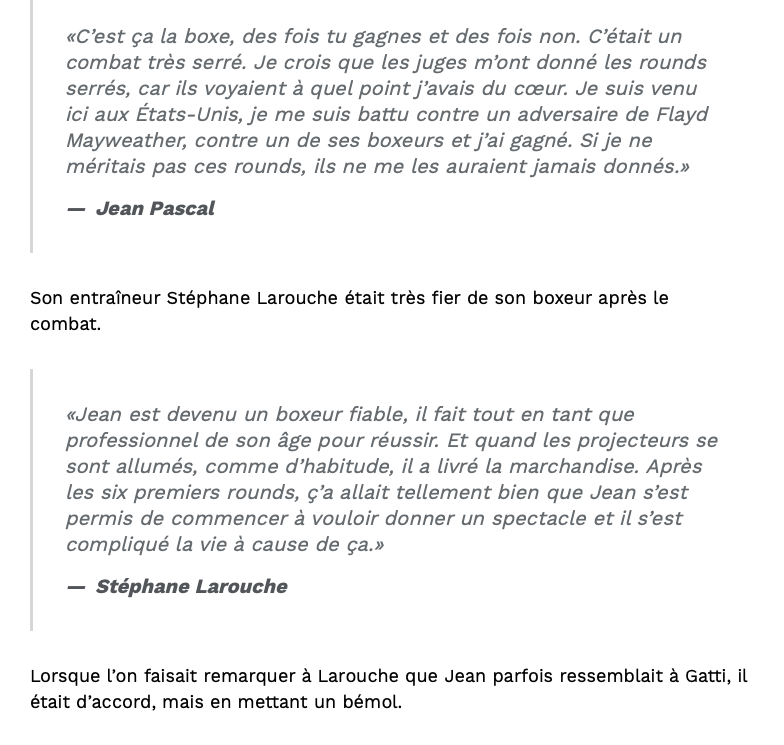 Jean Pascal a-t-il VOLÉ le COMBAT?