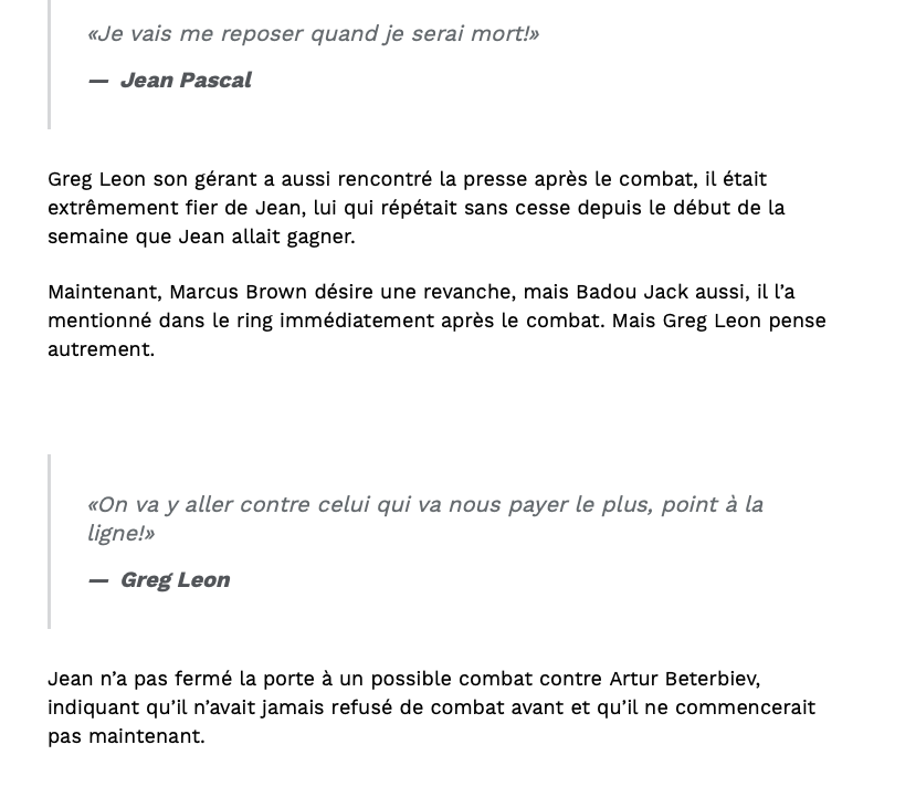 Jean Pascal a-t-il VOLÉ le COMBAT?