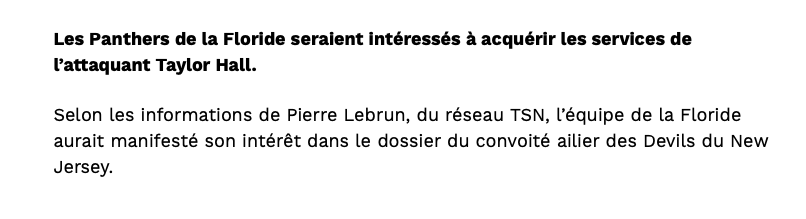 Le 98,5 Sports envoie Taylor Hall....