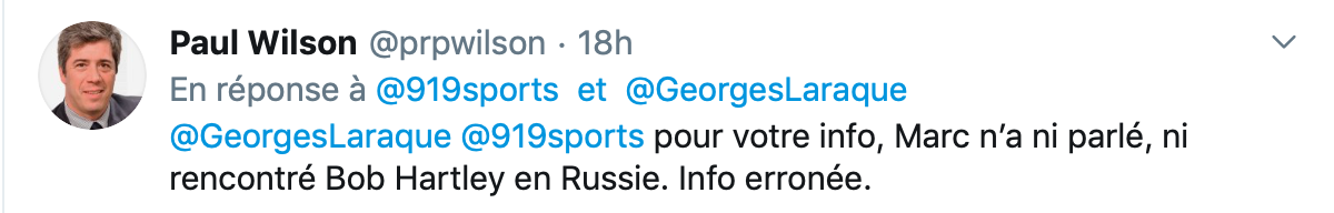 Le gars des communications du CH, continue de mentir...