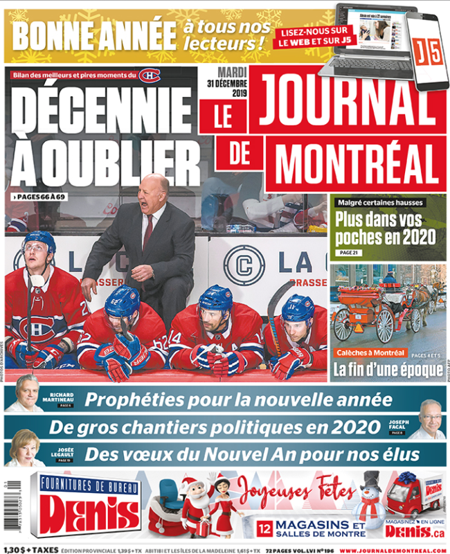 Le JOURNAL de MONTRÉAL DÉTRUIT Marc Bergevin....