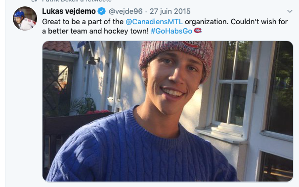 Lukas Vejdemo SNOBÉ en Suède...mais au Québec...