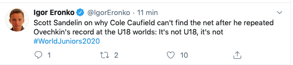 Même les journalistes russes...VISENT Cole Caufield..