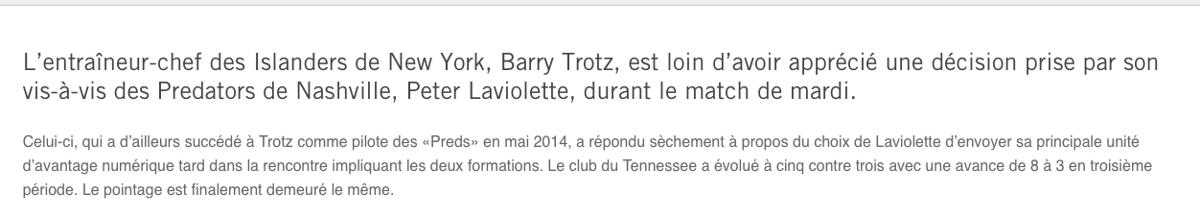 Peter Laviolette et Barry Trotz vont finir par se BATTRE...