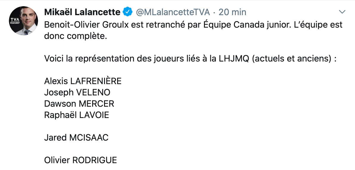 Raphaël Lavoie survit, mais un autre Québécois écope...