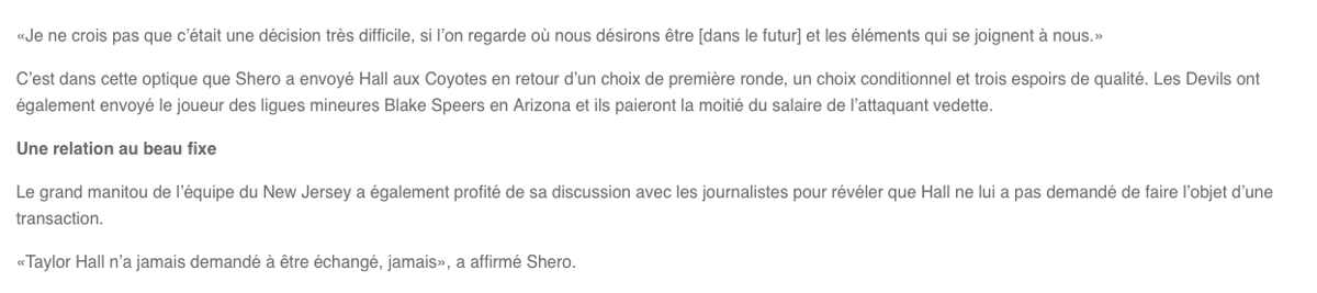 Ray Shero REFUSE de comprendre...qu'il a CHOKÉ le dossier Taylor Hall..