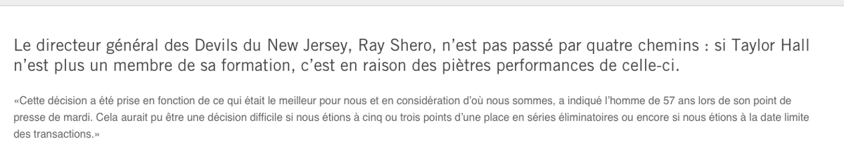 Ray Shero REFUSE de comprendre...qu'il a CHOKÉ le dossier Taylor Hall..