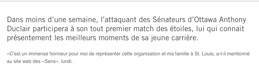 Anthony Duclair REFUSE de VISER Marc Bergevin....