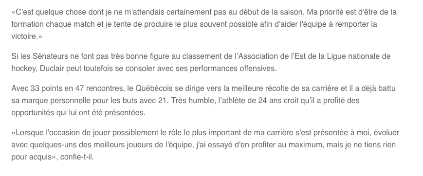 Anthony Duclair REFUSE de VISER Marc Bergevin....