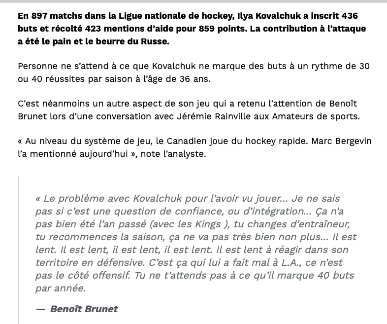 Benoît Brunet DÉTRUIT Ilya Kovalchuk....