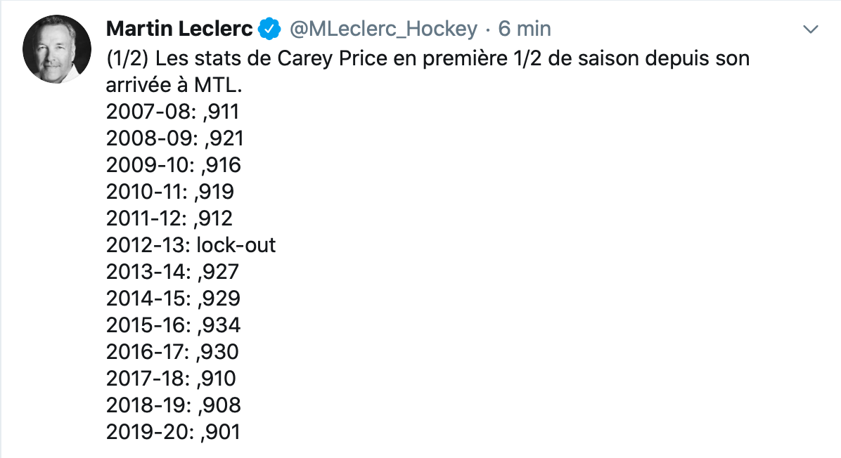 Ça ne s'en va pas du bon bord pour Carey Price...