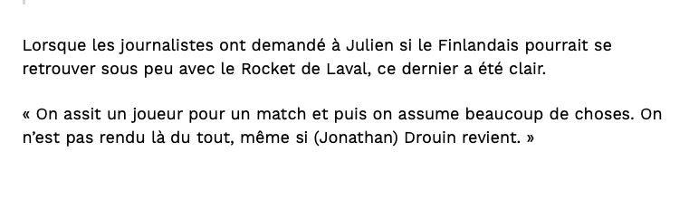 Claude Julien PRESSÉ de questions concernant le RETRAIT de Jesperi Kotkaniemi...