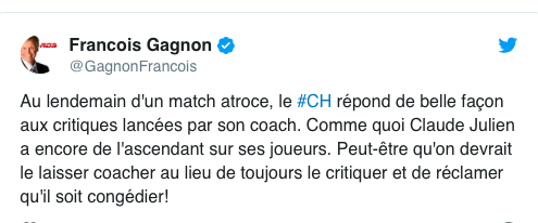 François Gagnon, l'ANGE-GARDIEN de Claude Julien....