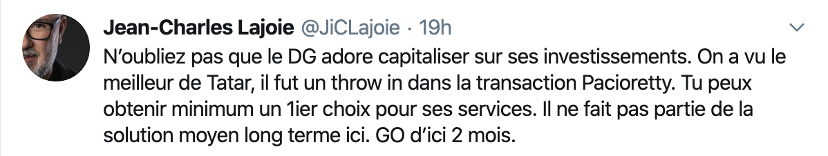 Jean-Charles Lajoie n'a pas raté sa chance...