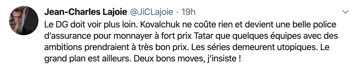 Jean-Charles Lajoie n'a pas raté sa chance...