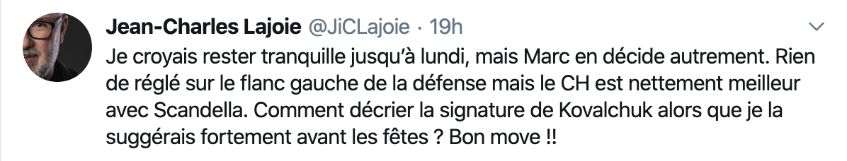 Jean-Charles Lajoie n'a pas raté sa chance...