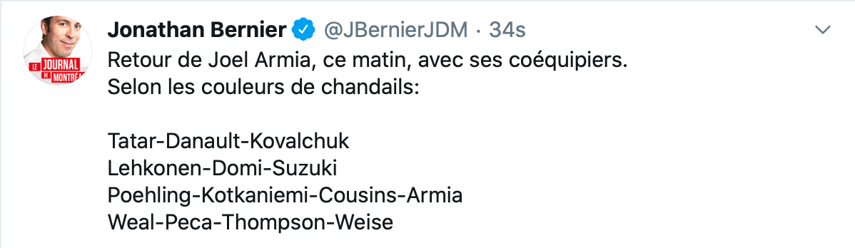 Joel Armia de retour demain soir ?