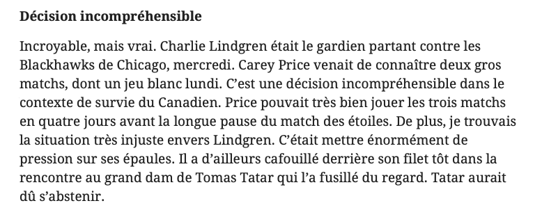 José Théodore CINGLANT envers Tomas Tatar...