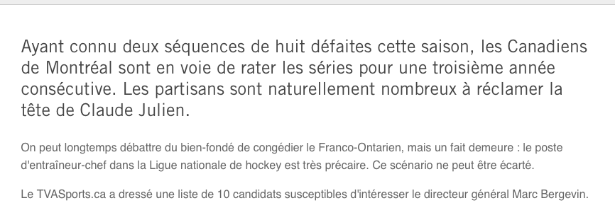 Le TOP 10 des candidats pour remplacer Claude Julien....