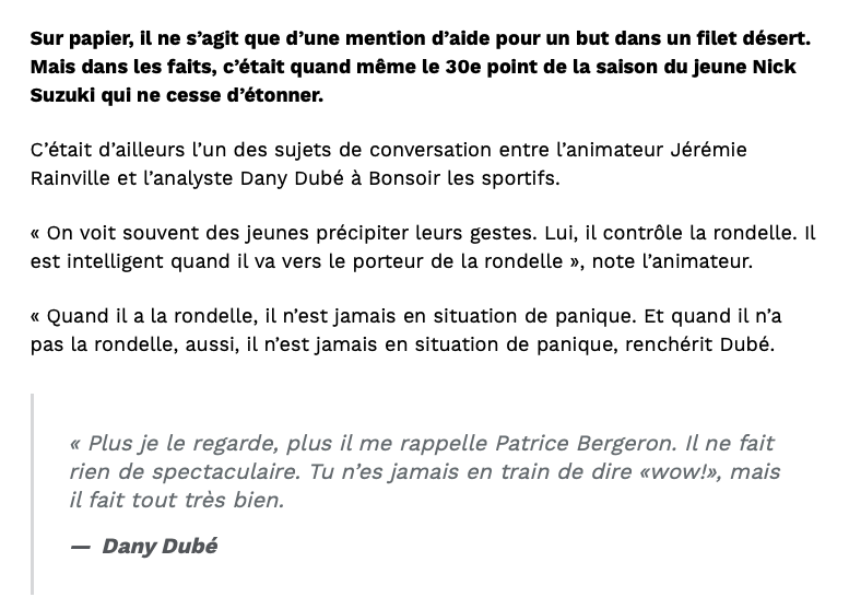 Nick Suzuki a mis Max Domi dans sa petite poche arrière....