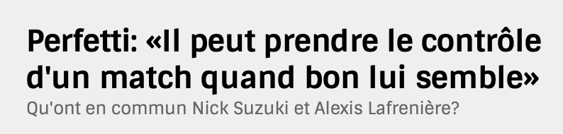 Nick Suzuki comparé...À Alexis Lafrenière...