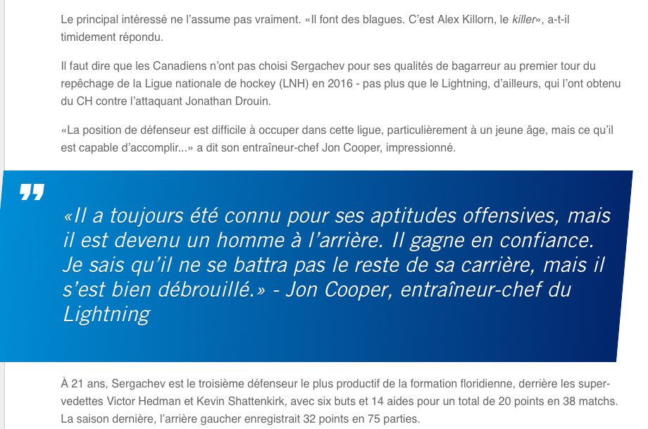 On s'ennuie de Mikhail Sergachev...