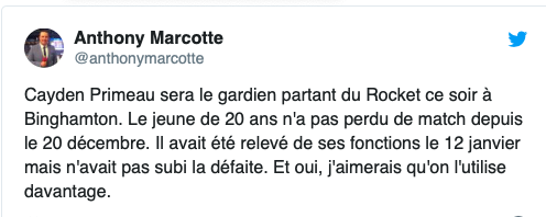 Pourquoi on ne traite pas Cayden Primeau comme Carey Price dans le temps..