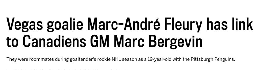 Quand Marc Bergevin était son COLOC....