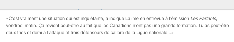 Au tour de Patrick Lalime de CONGÉDIER Claude Julien....