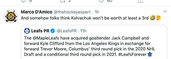 Ceux qui pensaient qu' Ilya Kovalchuk ne valait qu'un choix de 3e ronde..