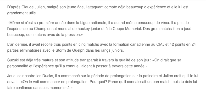 Claude Julien joue au gars qui fait confiance aux jeunes..