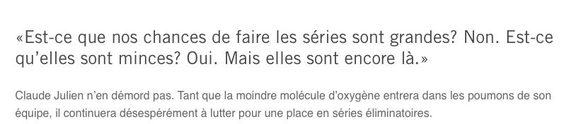 Claude Julien parle...comme s'il est en SÉCURITÉ..