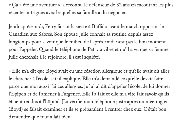 Deux enfants à l'HÔPITAL....Les rumeurs de transactions..,.la promesse de Marc Bergevin....