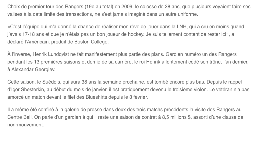 En 2 ans...les Rangers ont HUMILIÉ les 8 ans de Marc Bergevin....